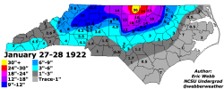 January 27-28 1922 NC Snow map.png